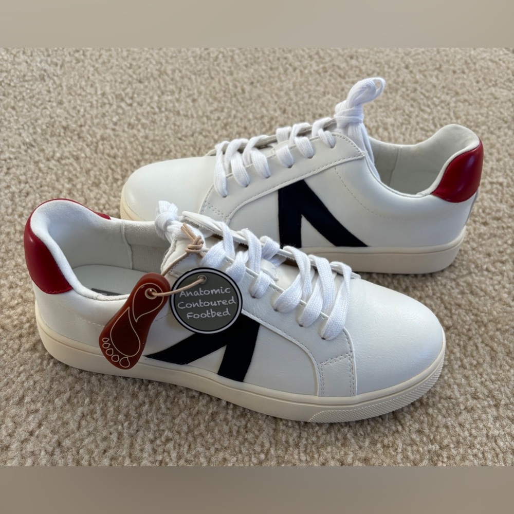 MIA Italia Low Top Women's Casual Sneakers Off-White/Navy/Red - Picture 2 of 9